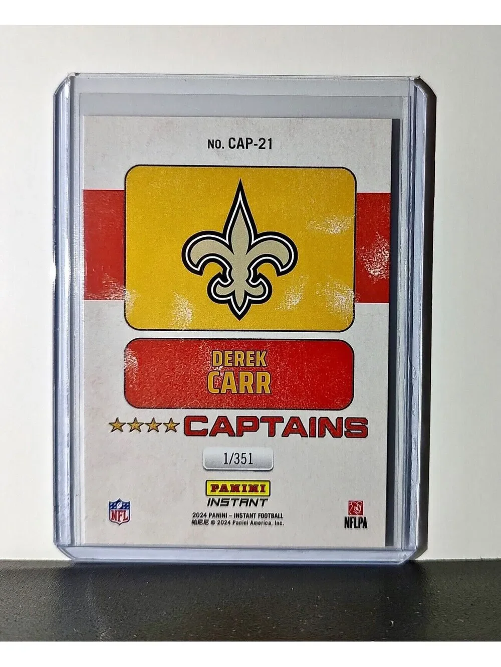 Derek Carr 2024 Panini Captains NFL #21 Card New Orleans Saints 1/351